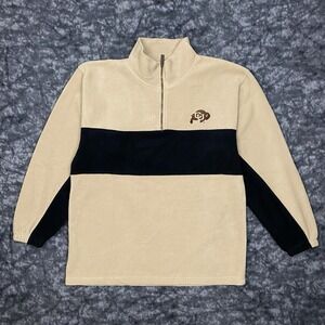 Colorado Buffaloes Starter Fleece Jacket Mens Size L Beige Striped Retro Logo